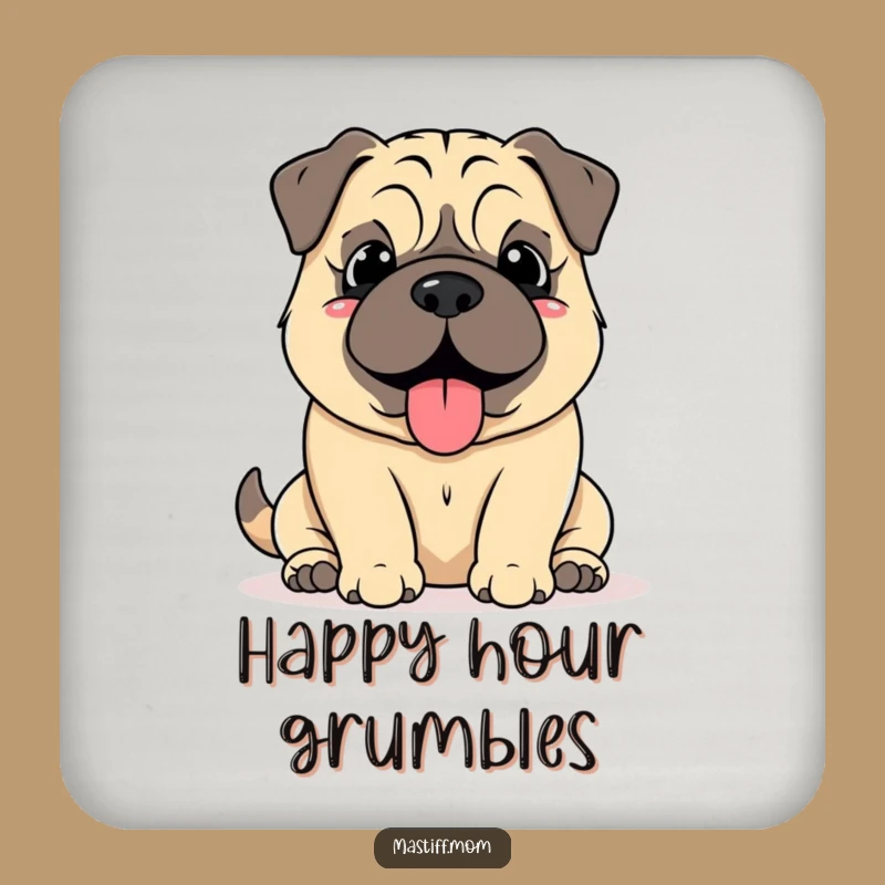 Funny Mastiff Grumble Coasters: Happy Content Set for Tables