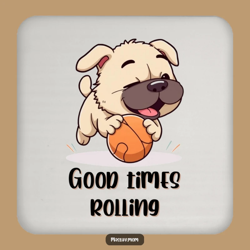 Funny Playful Mastiff Ball Coaster Set: Protect Surfaces with Energy Gift