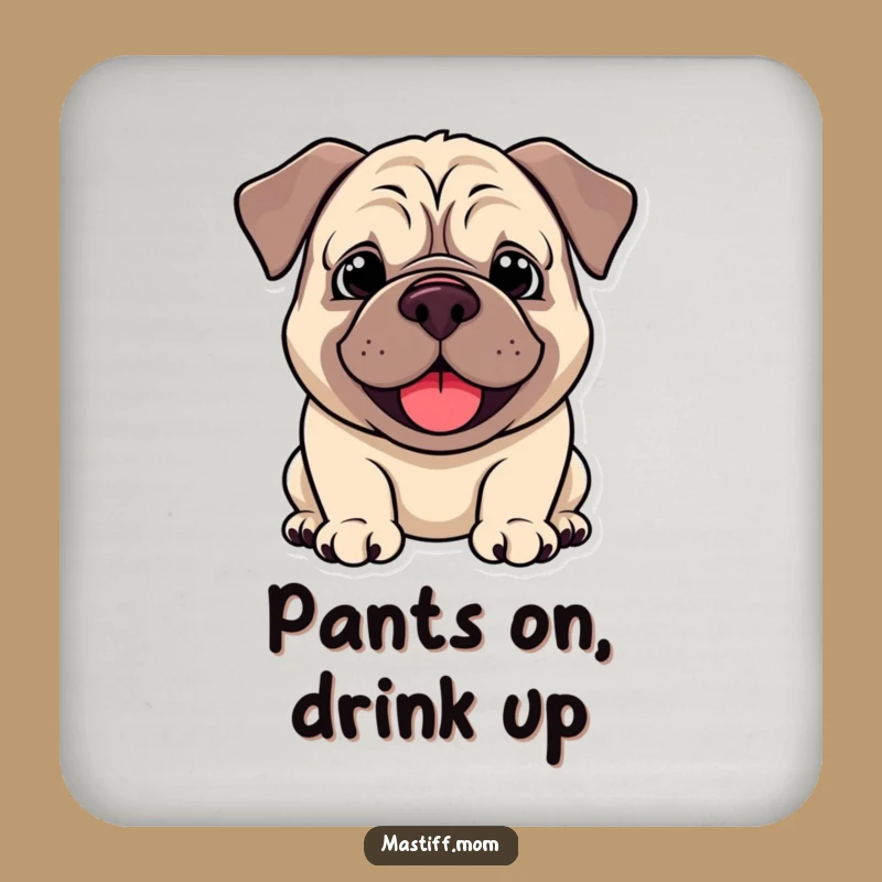 Funny Kawaii Mastiff Happy Smile Drink Coaster: Protect with Joy