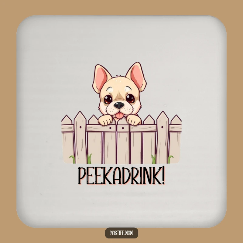 Funny Mastiff Peeking Coaster - Playful Dog Drink Protector Gift
