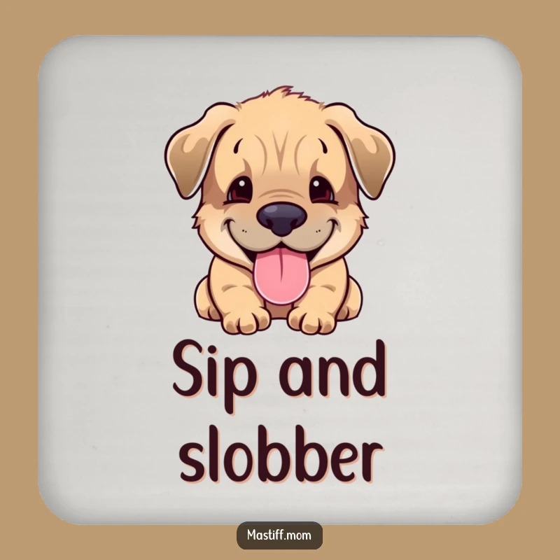 Funny Mastiff Cub Coasters: Protect Surfaces with a Happy Puppy