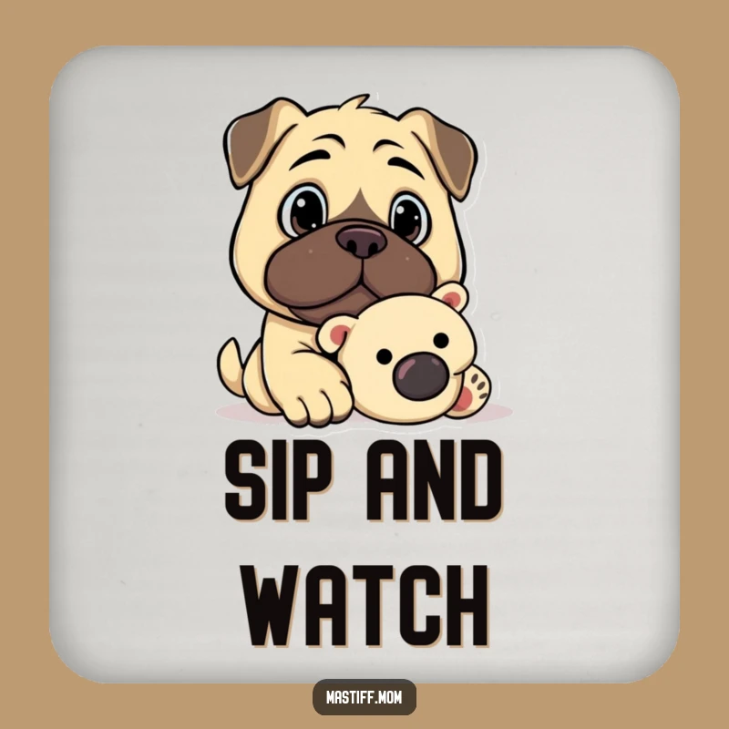 Funny Kawaii Mastiff Guard Coaster: Protect Surfaces with Loyalty!