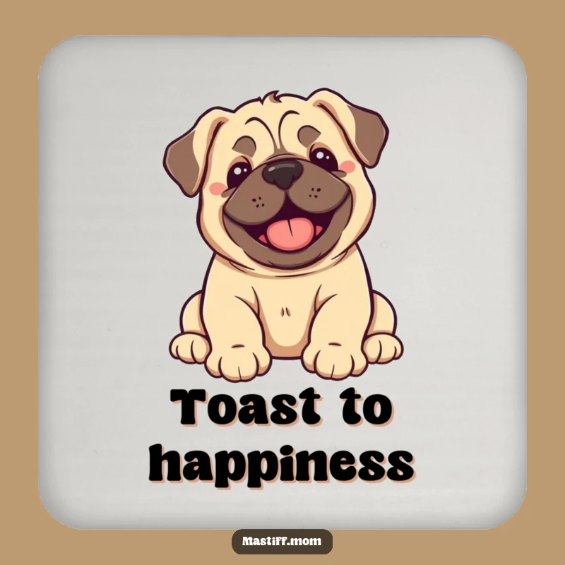 Funny Kawaii Mastiff Puppy Joy Flop Coaster: Happy Pup Drink Protector