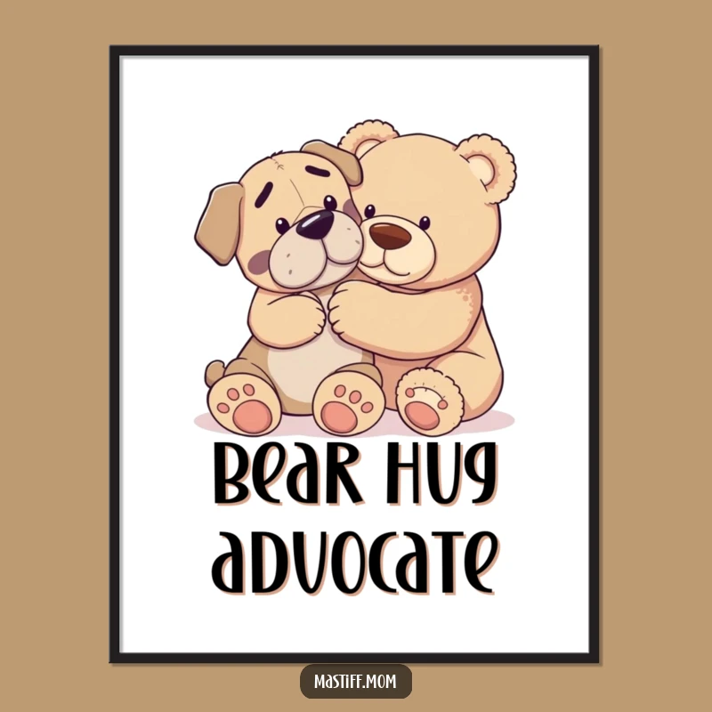 Funny Mastiff Teddy Bear Poster - Heartwarming Art for Dog Lovers