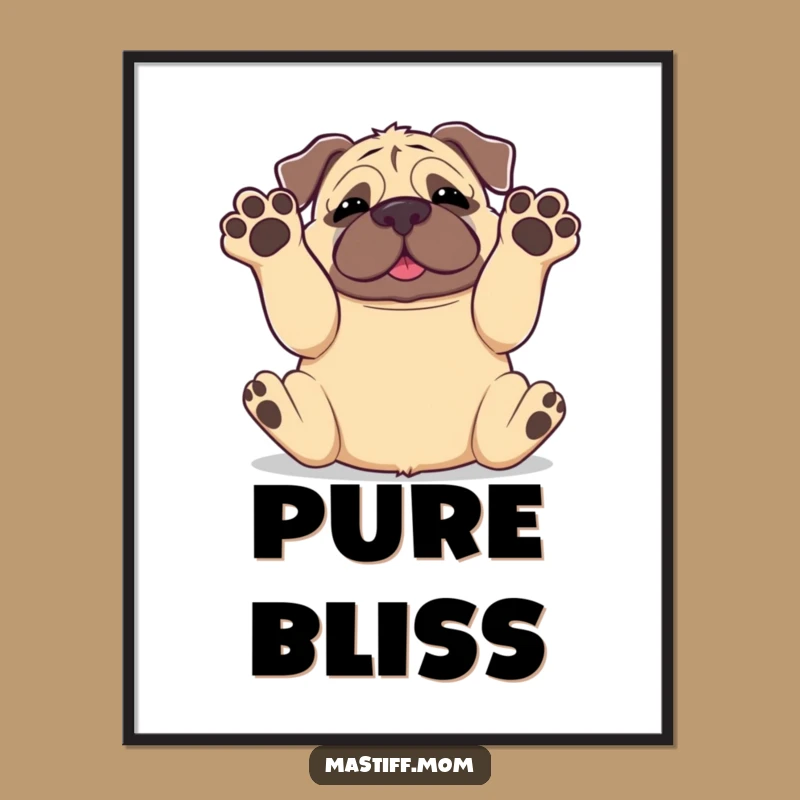 Funny Kawaii Mastiff Paws in Air Poster: Hilarious Dog Art!
