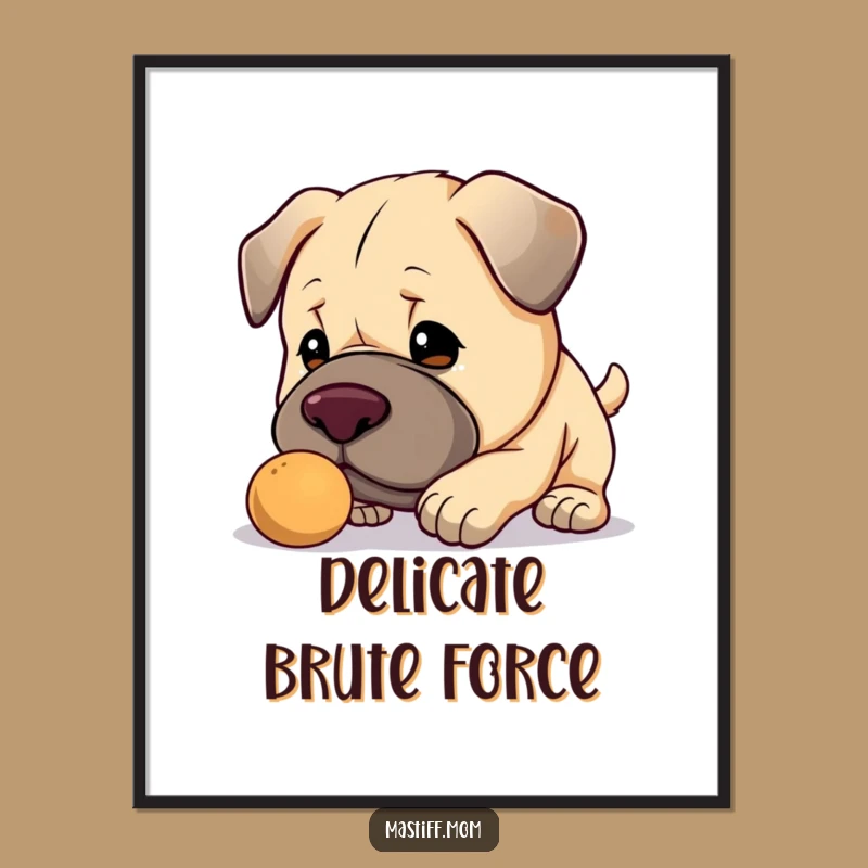Funny Kawaii Mastiff Poster: Gentle Nudge Art, Hilarious Home Decor