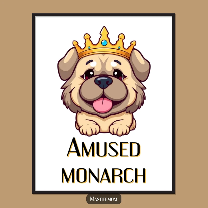 Funny Kawaii Mastiff Poster - Regal Dog Art Print for Amused Decor
