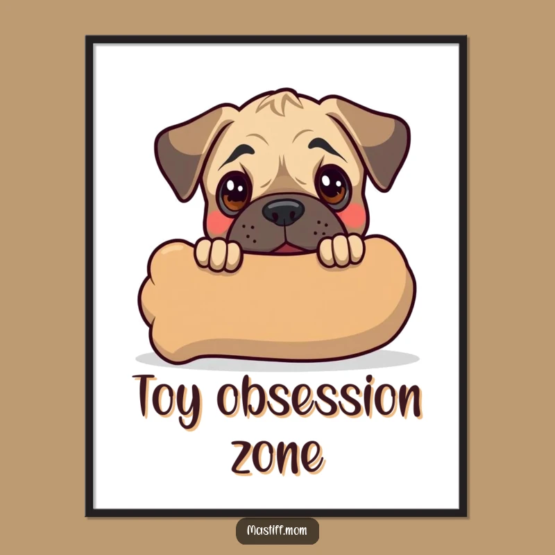 Funny Kawaii Mastiff Puppy Poster: Adorable Art Print, Hilarious Home Decor Gift