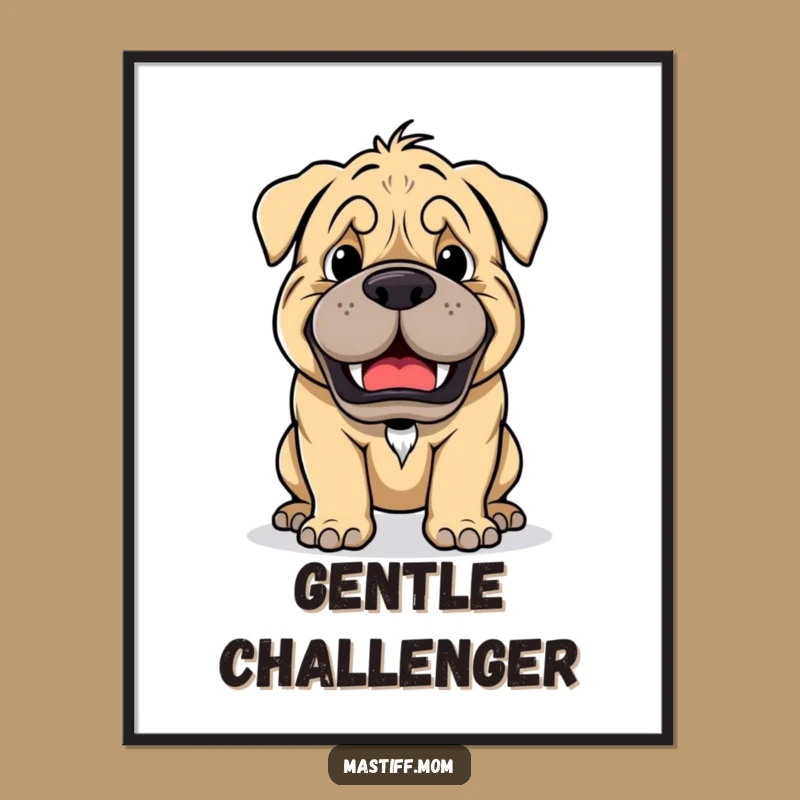 Funny Kawaii Mastiff Playful Growl Poster: Playful Art Print!