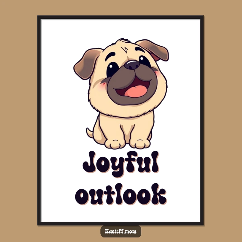 Funny Kawaii Mastiff Sky Panting Poster: Joyful Canine Wall Art!