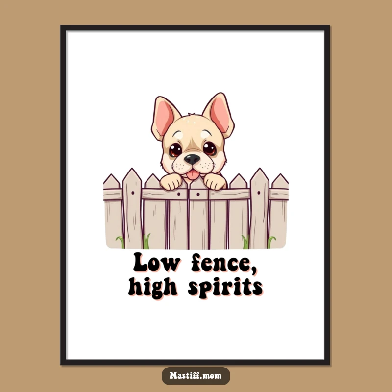 Funny Mastiff Peeking Poster - Playful Dog Art Print Gift