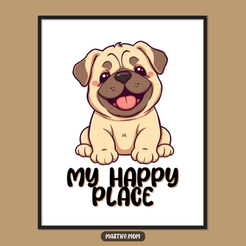 Funny Kawaii Mastiff Puppy Joy Flop Poster: Happy Puppy Wall Art
