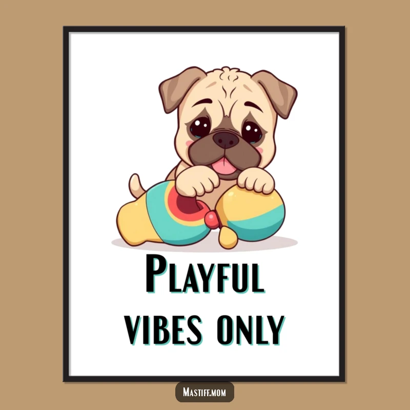 Funny Kawaii Mastiff Poster: Playful Puppy Nudge Art for Your Walls