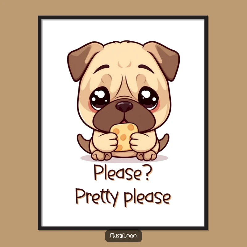 Funny Mastiff Treat Poster: Pleading Eyes Art for Dog Lovers
