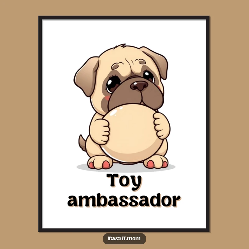 Funny Kawaii Mastiff Poster - Gentle Giant Dog Art Print for Home Decor