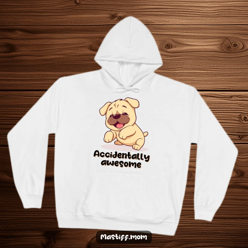 Funny Kawaii Mastiff Puppy Hoodie featuring a sweet puppy mid-tumble, looking utterly happy and endearingly uncoordinated.