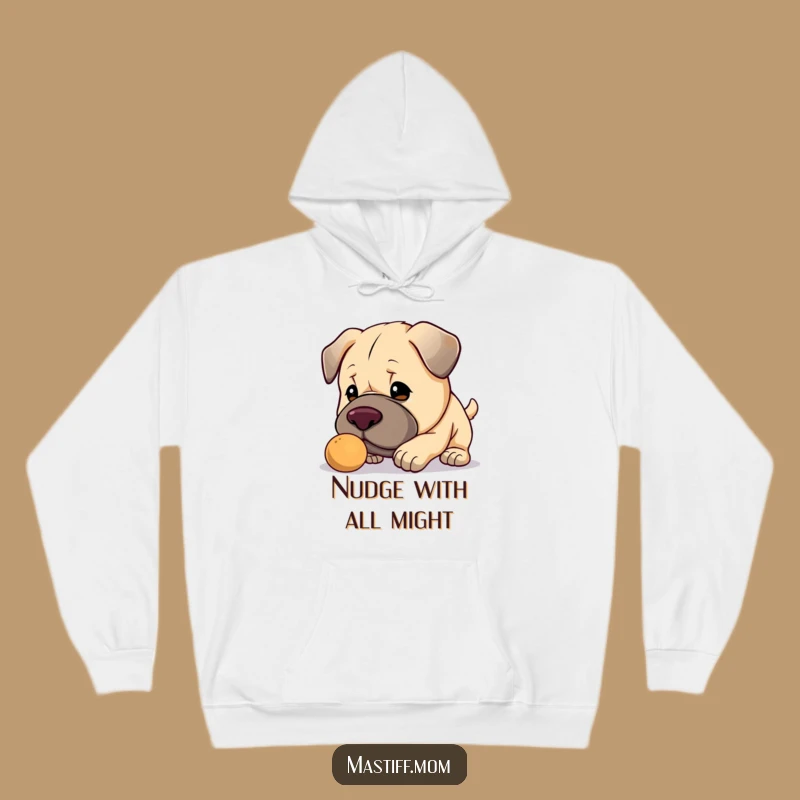 Cozy Funny Kawaii Mastiff Hoodie: Gentle Nudge, Warm & Whimsical Gift