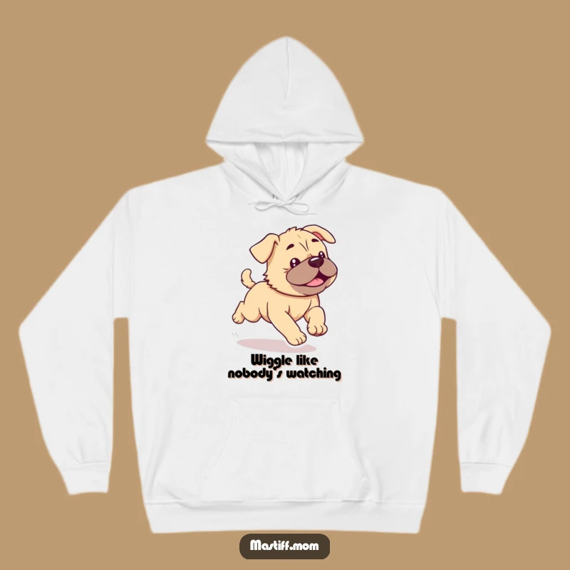 Cozy Funny Kawaii Mastiff Hoodie: Snuggle Up with Energetic Puppy Wiggles