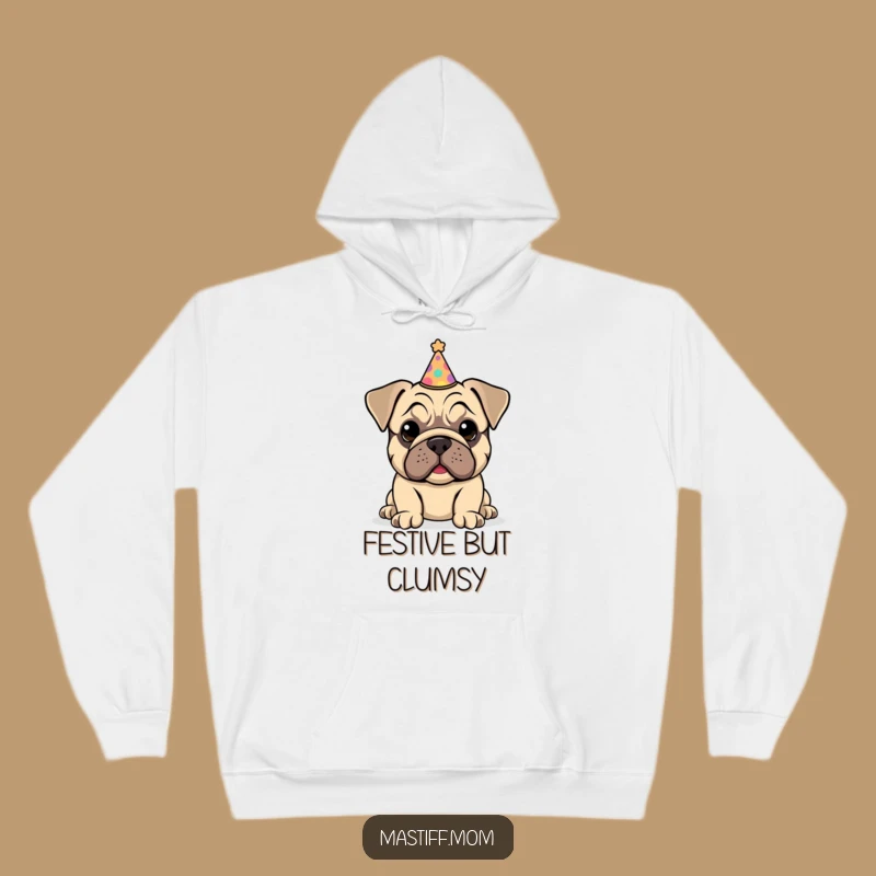 Cozy Funny Kawaii Mastiff Puppy Party Hat Hoodie: Festive Pup Comfort