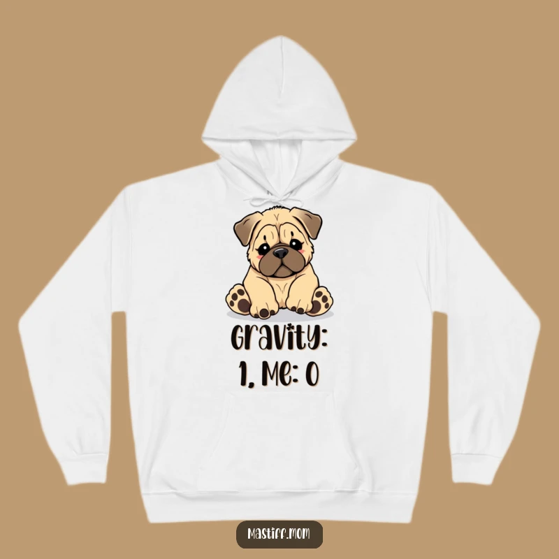 Cozy Funny Kawaii Mastiff Hoodie - Tripping Puppy Design, Warm & Humorous Funny Gift