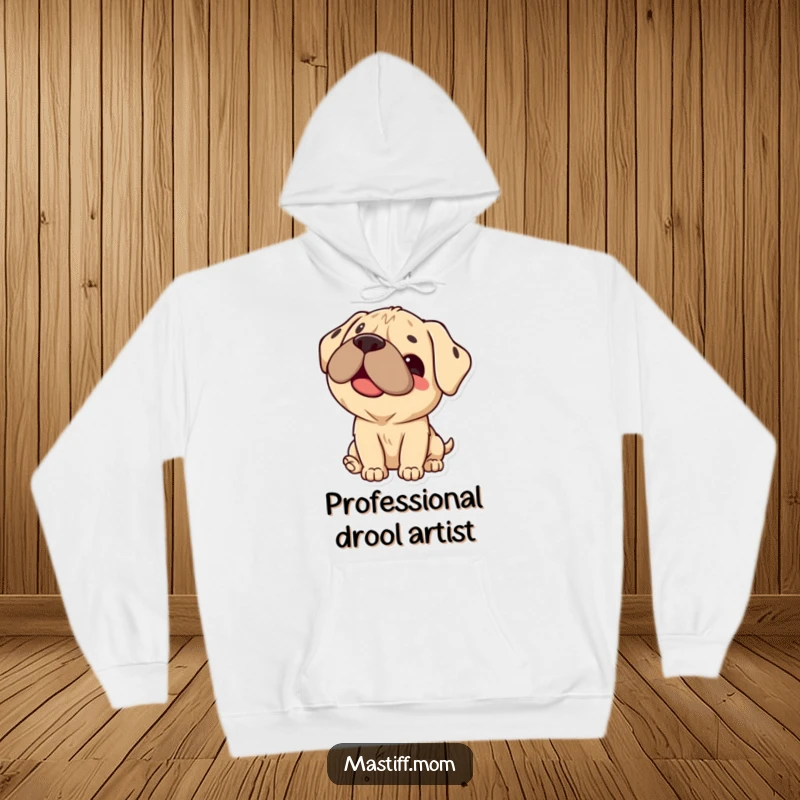 Funny Mastiff Hoodie with a charming Kawaii dog enthusiastically giving a gentle lick; a snuggly and hilarious apparel option.