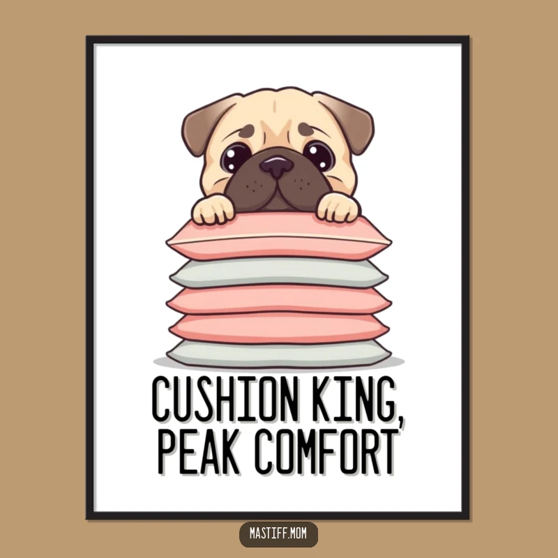 Free Printable Wall Art: Kawaii Mastiff Peeking Over Cushions