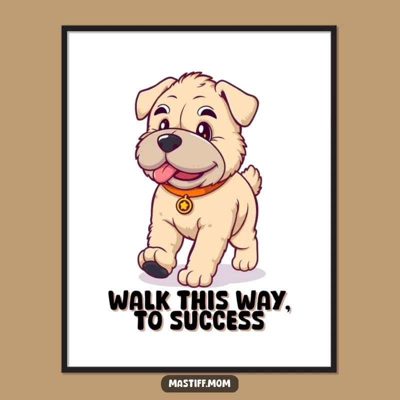 Free Printable Funny Wall Art: Mastiff's Dignified Walk, Kawaii Downloadable Decor