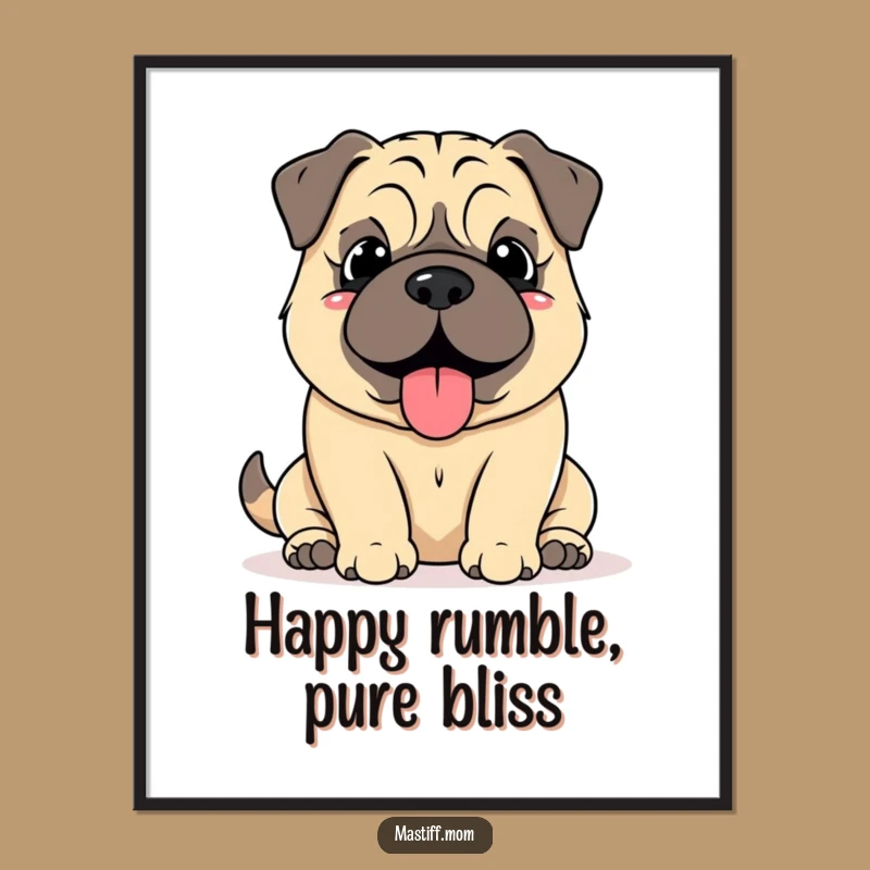 Free Printable Kawaii Mastiff Wall Art: Happy Grumble Soft Dog Decor
