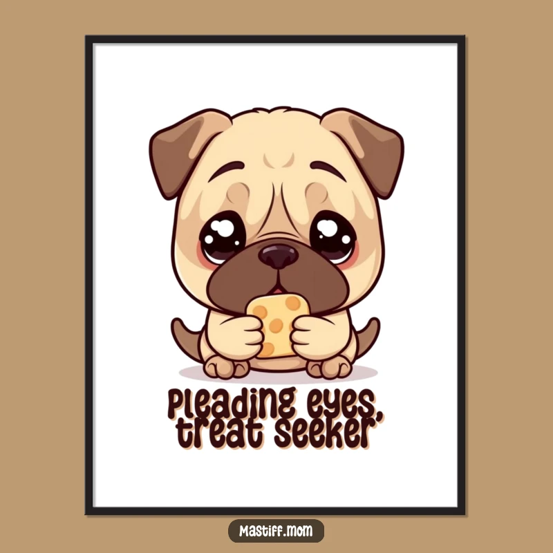 Free Printable Kawaii Mastiff Wall Art: Pleading Eyes Treat Dog Decor