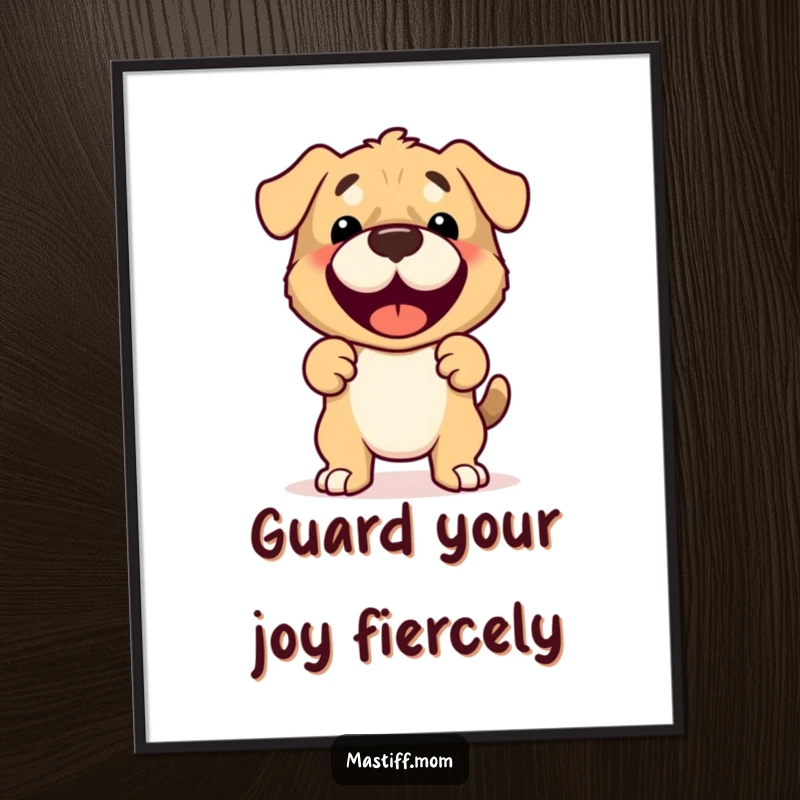 Funny Free Printable Mastiff Wall Art: A cute Mastiff performing a joyful, protective stance, guarding your walls with love.