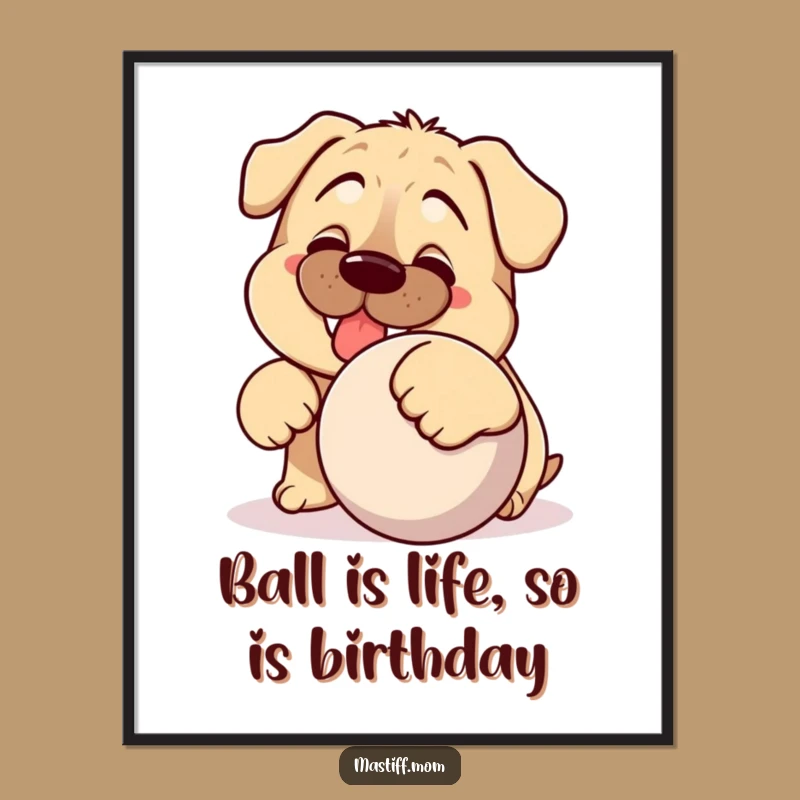 Free Printable Wall Art: Funny Mastiff Grin, Playful Ball Nudge, Whimsical Downloadable Pet Decor