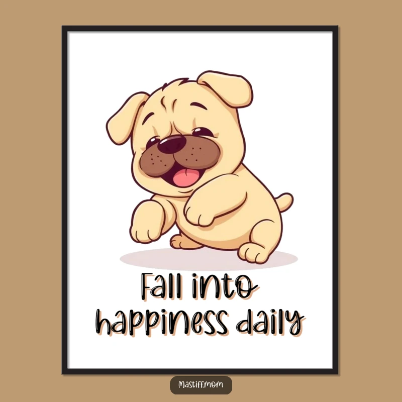 Free Printable Wall Art: Funny Mastiff Puppy Tumble - DIY Downloadable Decor