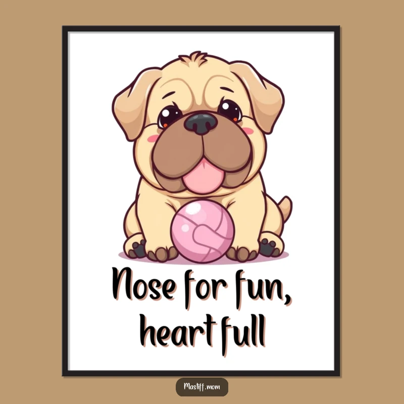 Free Printable Wall Art: Kawaii Mastiff's Playful Pose - Downloadable Decor