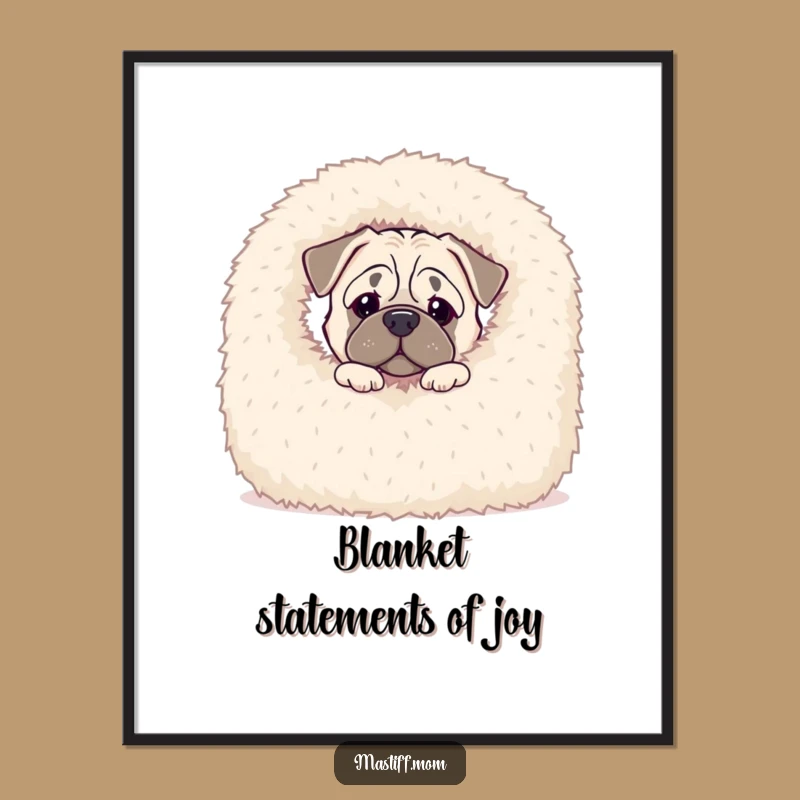 Funny Free Printable Wall Art: Kawaii Mastiff Blanket Peek
