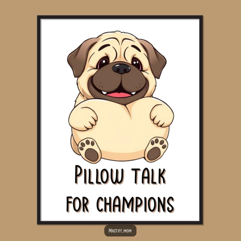 Funny Free Printable Wall Art: Kawaii Mastiff Gentle Giant Pillow