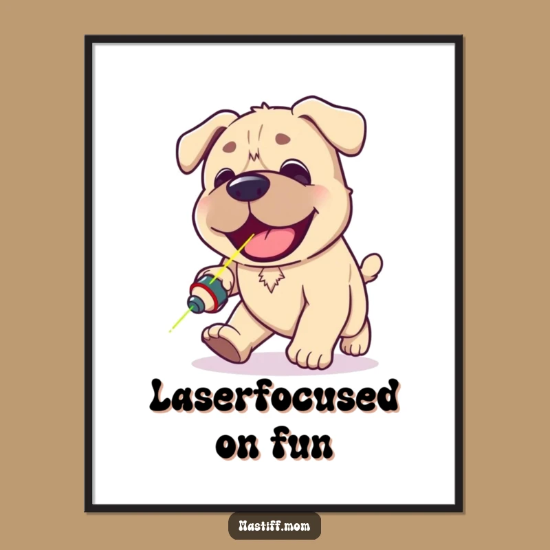 Funny Free Printable Wall Art: Kawaii Mastiff Laser Chaser
