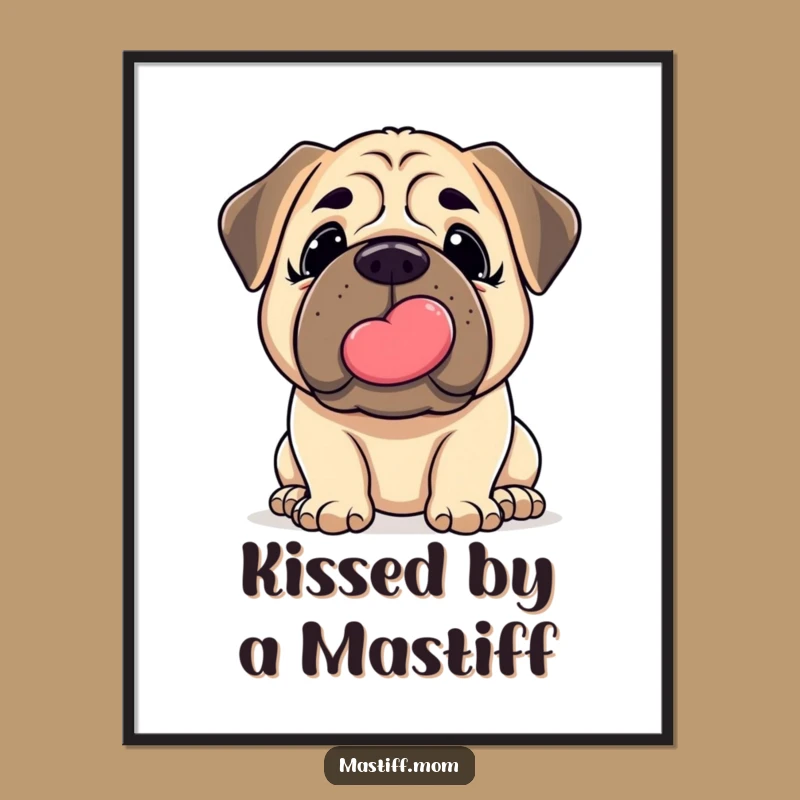 Funny Free Printable Wall Art: Kawaii Mastiff Slobbery Kiss!