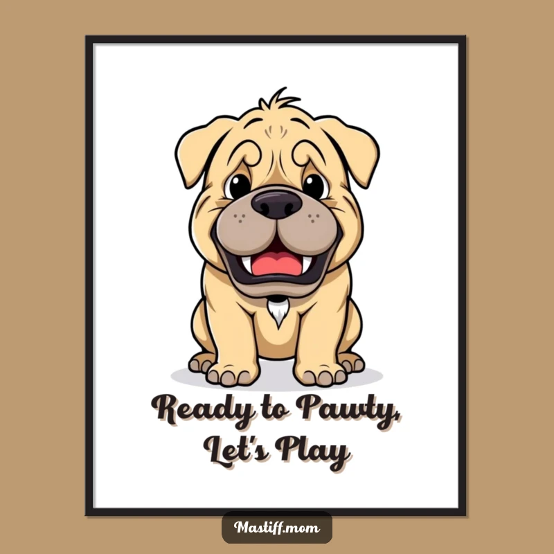 Kawaii Mastiff Playful Growl Free Printable Wall Art: Game Ready Downloadable Decor