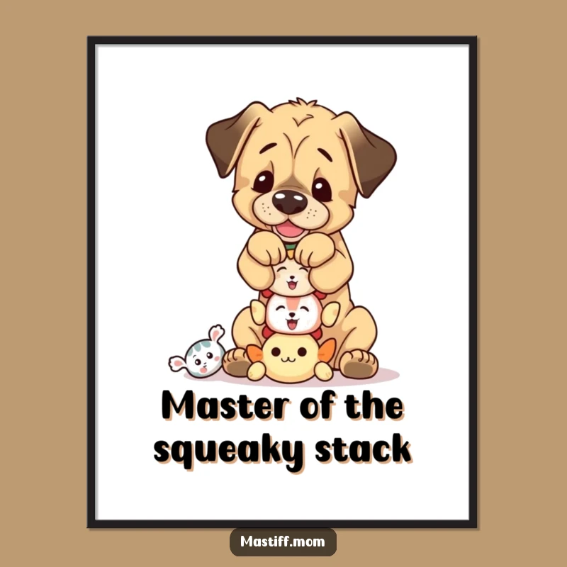 Free Printable Wall Art: Hilarious Mastiff Cub Master of Tiny Squeaky Toy Balancing Act