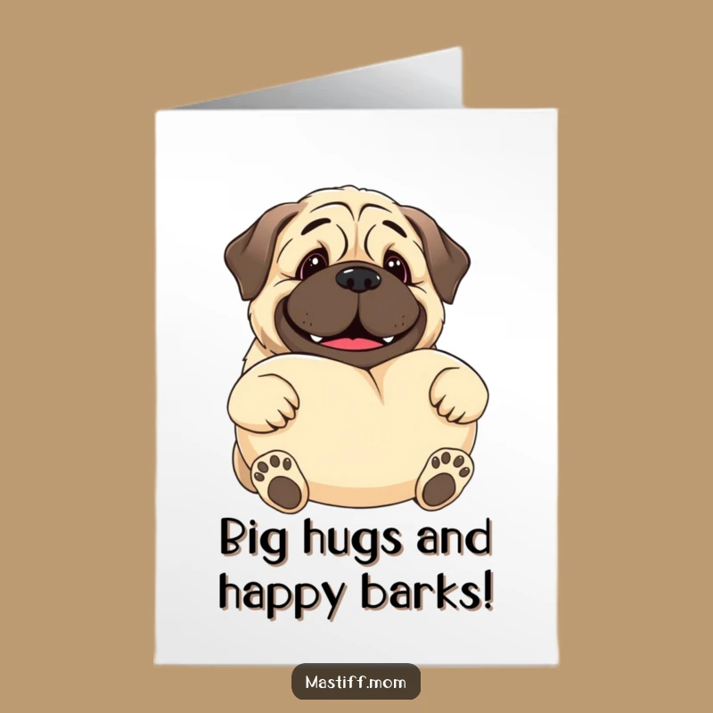 Free Printable Birthday Card: Funny Kawaii Mastiff Gentle Giant Pillow