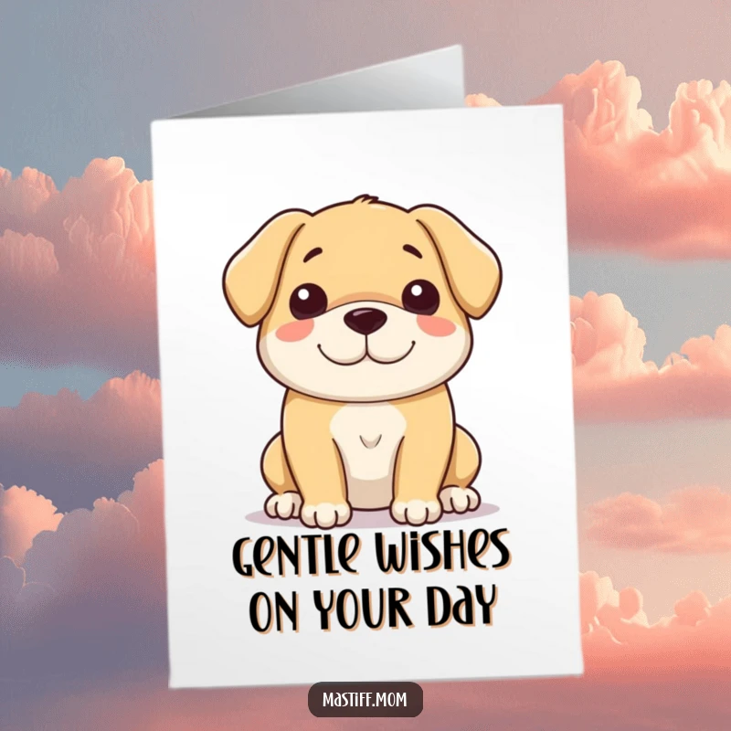 Free Printable Birthday Card: A large, incredibly gentle dog with a soft, loving smile, radiating warmth. Kind canine portrait.