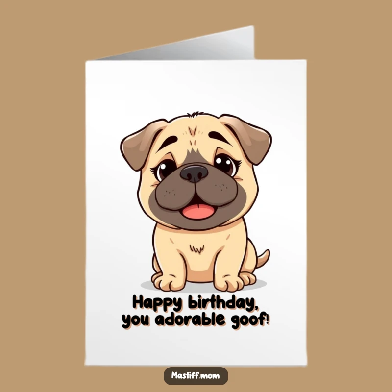 Free Printable Birthday Card: Bewildered Happy Mastiff for a Funny Birthday