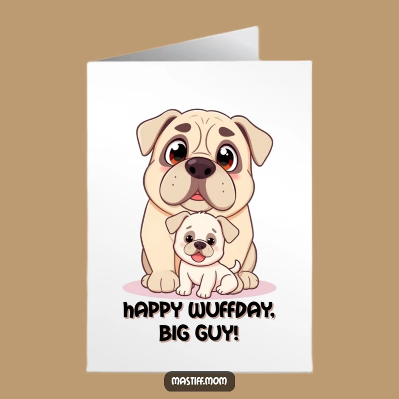 Free Printable Birthday Card: Loving Mastiff Puppy Nudge, Sweet Dog Gift