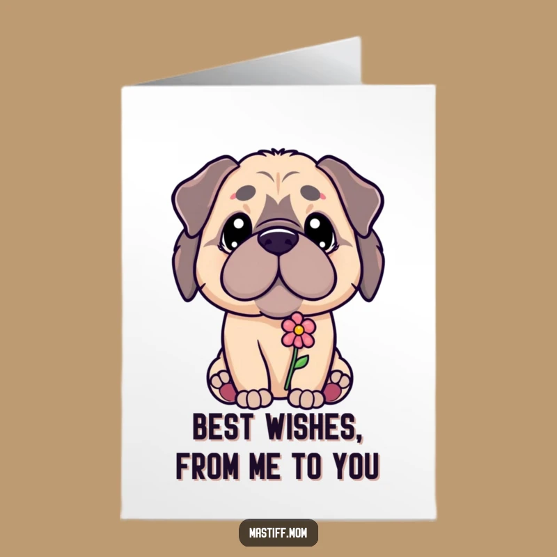 Free Printable Congrats Card: Gentle Kawaii Mastiff Offers Sweet Flower