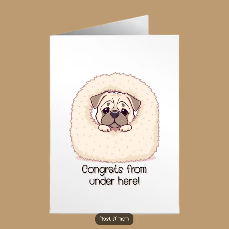 Free Printable Congrats Card: Kawaii Mastiff Blanket Peek