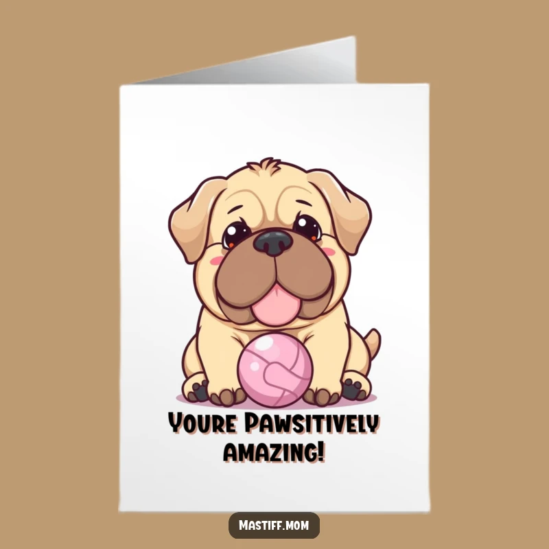 Free Printable Congrats Card: Kawaii Mastiff's Gentle Cheer - Downloadable