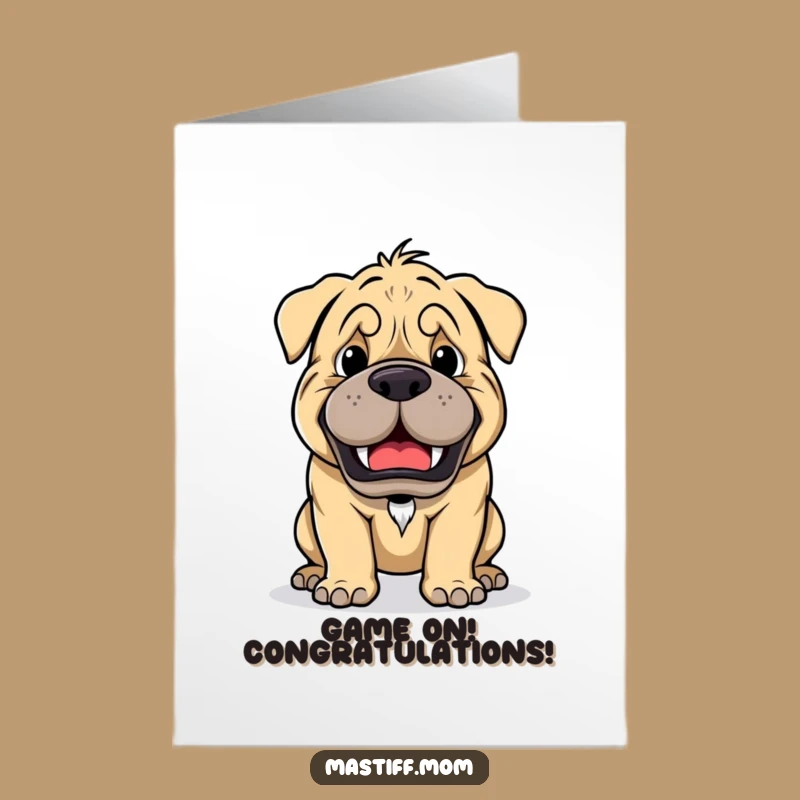 Kawaii Mastiff Congrats Card Free Printable: Playful Growl Game Ready Download
