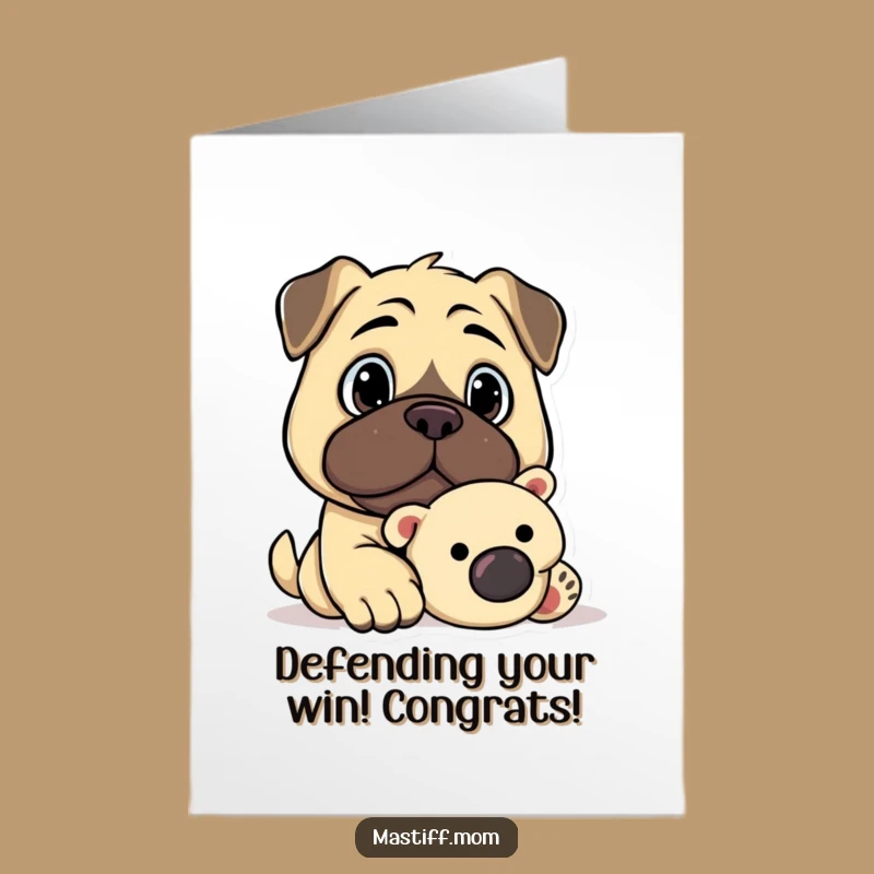 Kawaii Mastiff Congrats Card Free Printable: Loyal Guard Dog Celebration Download