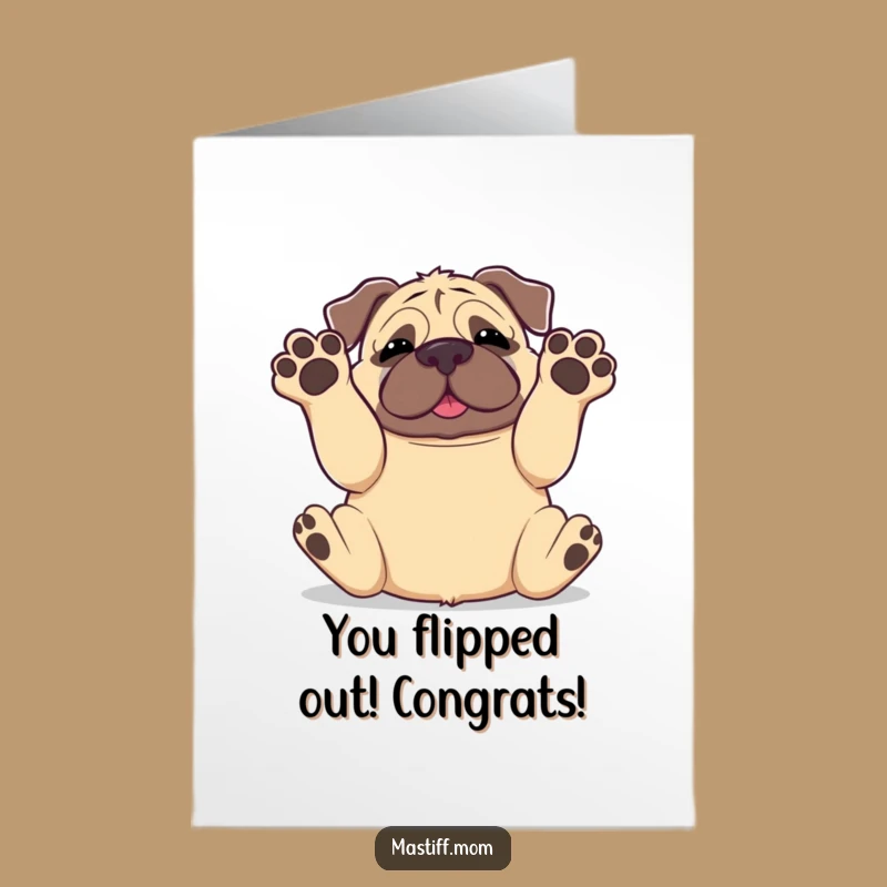 Kawaii Mastiff Congrats Card Free Printable: Silly Paws Up Celebration Download