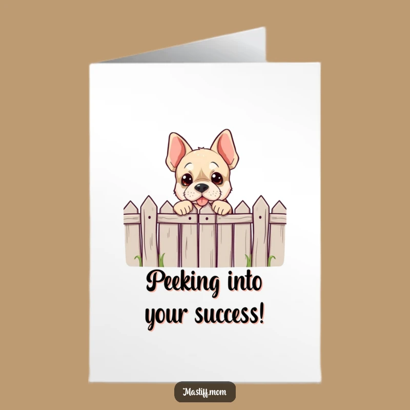 Free Printable Congrats Card: Mastiff Peeking Over Fence for Success
